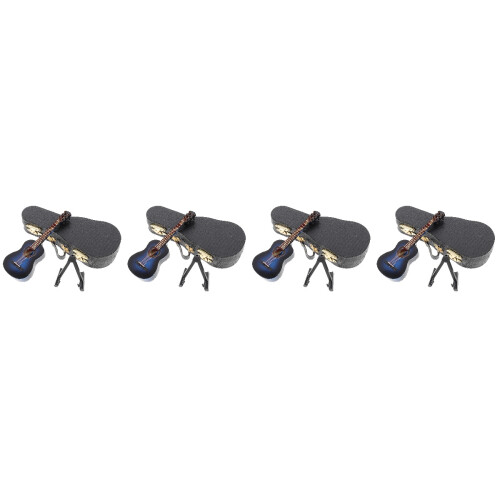 4Conjuntos Guitarra Miniatura Azul De Para Enfeite De 2