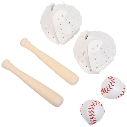 2 Set Mazzuoli Miniatura Baseball Con E Palla Per Casa Bambola