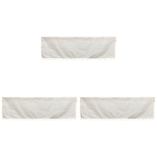 3Pz Tende Decorative Cucina Cotone Beige Valance Con Nappe Raffinate 2