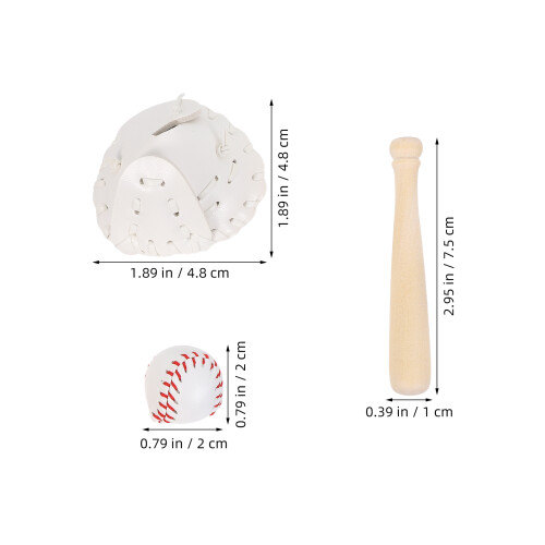 2 Set Mazzuoli Miniatura Baseball Con E Palla Per Casa Bambola 1