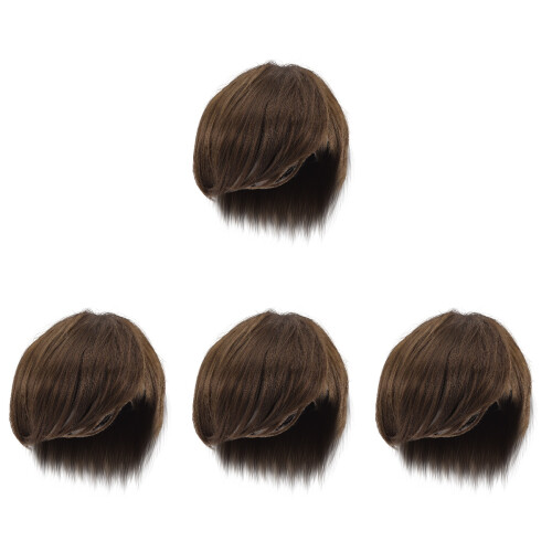 4Pz Parrucche Corte Maschili Sintetiche Marrone Per Carnevale E 1