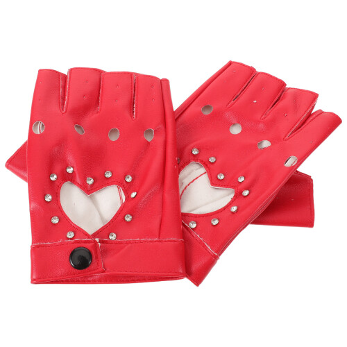 5Pares Luvas Vermelhas Half-Finger PU Para , Cosplay E Festas