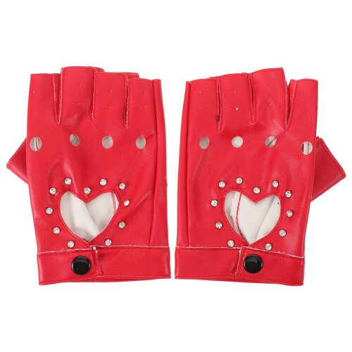 5Pares Luvas Vermelhas Half-Finger PU Para , Cosplay E Festas 2