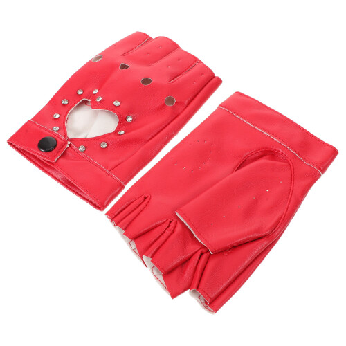 5Pares Luvas Vermelhas Half-Finger PU Para , Cosplay E Festas 1
