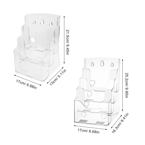 2Pcs Clear Acrylic Multi-Tier Display Stand for Brochures Menus Flyers 1