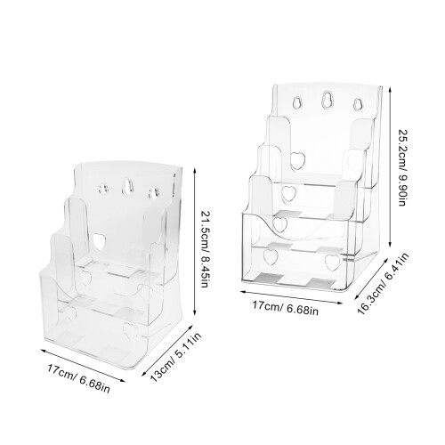 2Pcs Clear Acrylic Multi-Tier Display Stand for Brochures Menus Flyers 2