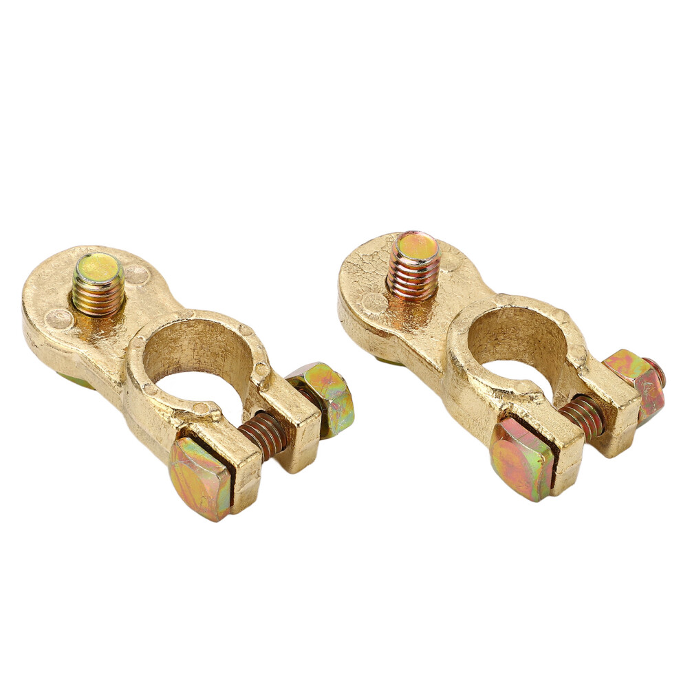 2Pcs Brass Plated Car Battery Terminal Connectors For Rv Atv Boat Truck 5001370920887