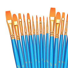 20 Stück Acrylpinsel Nylon-Holzgriff Metalldose 16,5–19,5 cm
