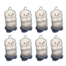 4/8 Pack Charm 3D Soft Otters Pendants Flocking- 8