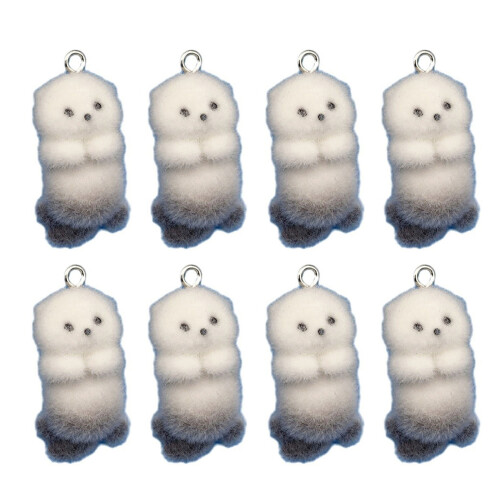 4/8 Pack Charm 3D Soft Otters Pendants Flocking-       8