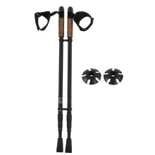 Natural Cork Grips Walking Stick, Aluminum Alloy Quick-lock Trekking Pole for Mountains Hiking Ultralight with Thickened Breathable Adjustable Wrist S