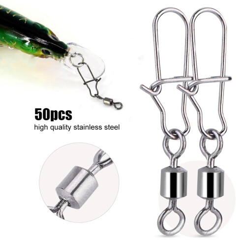 Fishing Hook Connector Durable Metal Construction Rustproof Durability Smooth Rotation Function Quick Change Mechanism for Freshwater Saltwater 1