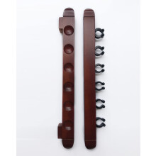 Billiard Cue Wall Rack, Sturdy Solid Wood 2-Piece Wall Mounted Rack For 6 Cues, Pool Table Rods Organizer With Smooth Nylon Clips, Space Saving Design