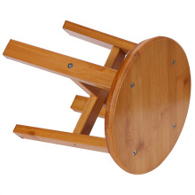 Sgabello in bambù per adulti e bambini, struttura robusta, piccolo poggiapiedi rotondo con struttura meccanica a croce, sgabello basso in bambù