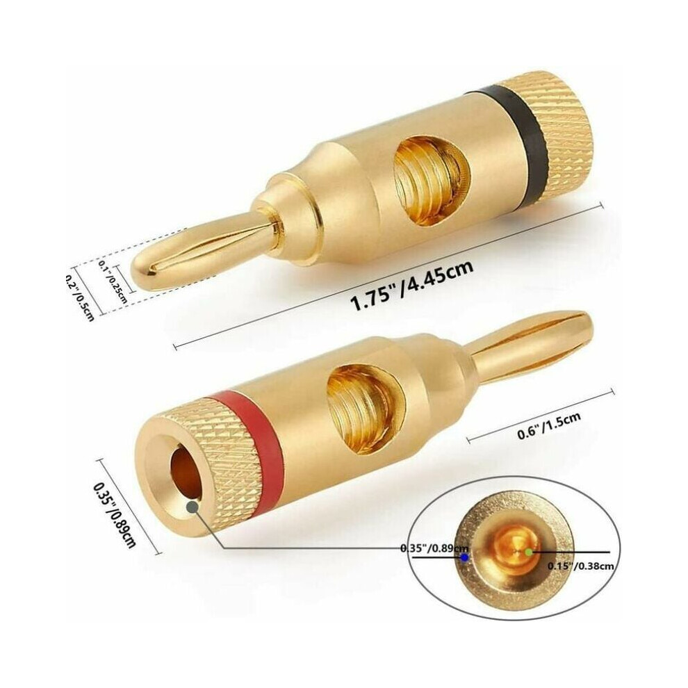 Premium Gold Plated Banana Plugs, Open Screw Type For High Fidelity Speakers, Clear Sound Transmission From Amplifiers And Home Theaters, Corrosion 9169997244369
