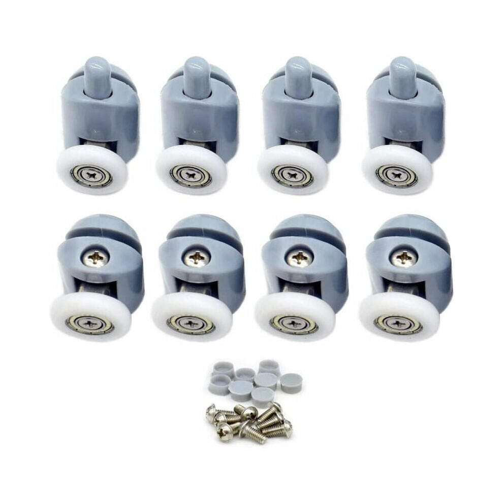 Shower Door Rollers, Innovative Double Twin Rollers For Curved Shower Compatibility, Replacement Parts For Glass Door, Includes Screw Cover Caps (8 9448196391716