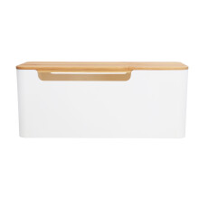 Robustes ABS-Material, vielseitige Aufbewahrungslösung, kompakte und platzsparende Kabelmanagementbox aus Holz mit Deckel, Kabelhalter klein