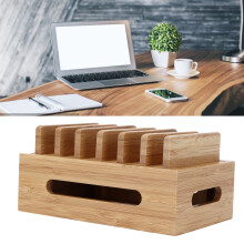 Supporto per cellulare in legno, organizer portatile per tablet con design retrò di alta gamma, materiale di prima qualità: bambù e legno,