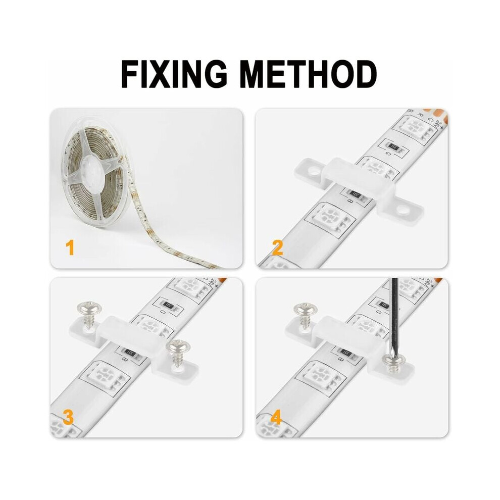 Mounting Brackets For 10Mm Wide Led Strip Light, Self-Adhesive Transparent Fixing Clips With Screws Included, Ultra-Thin Durable Design, Easy Install 9169997244680