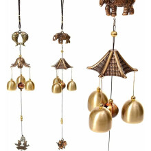 Elegantní čínský kovový zvonek s prvkem slona pro domácí zahradní dekoraci, zvonkohra s příjemným zvukem a vintage designem, Feng Shui