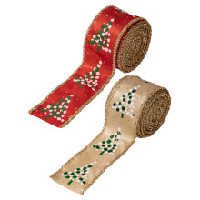 Weihnachtsband Mit Draht Kanten Bunt Stoff Schleifen