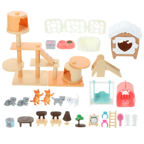 3Sets Plastik Katzenfiguren Spielset Pädagogisch Kinder