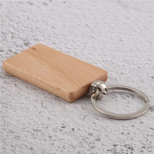 200 Blank Wooden Keychain Rectangular Engraving Key ID Can Be Engraved DIY 1