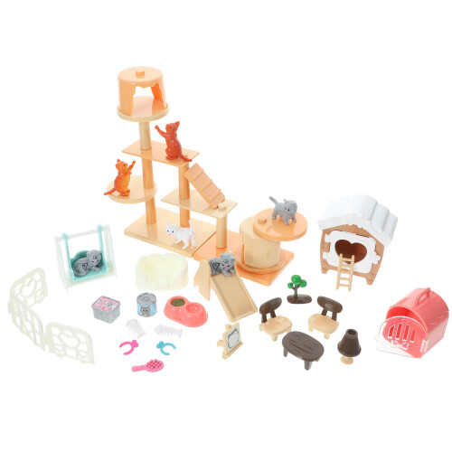 3Sets Plastik Katzenfiguren Spielset Pädagogisch Kinder 1