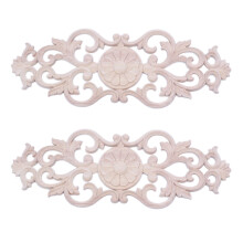 2X Rubber Wood Carved Applique Retro Furniture Crafts Decor New(40x15cm)