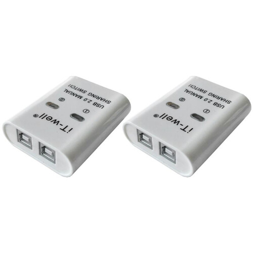 2X IT-Well USB Printer Sharing Device, 2 in 1 Out Printer Sharing Device, 2-Port Manual Kvm Switching Splitter Hub White 1