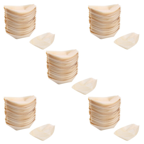 250X Bouchées - Bols, Bois Biodégradable "Bateau" 11 cm x 6,5 cm