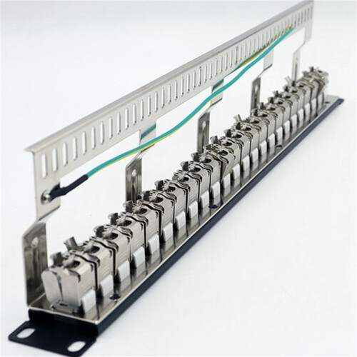 2X Cat7 Patch Panel 24Port CAT7/CAT6A FTP Patch Panel Full Shielded Incl. 24X Cat7 Shielded  Adapter 1U 19 Inch 2