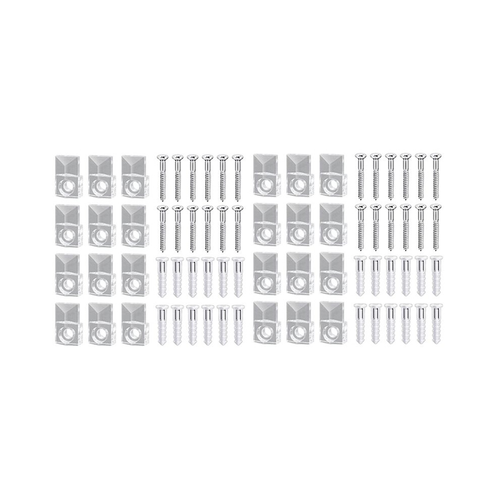 44 Sets Of Mirror Holder Clips Kit Crystal Clear Plastic Mirror Clip Mirror Holder Clips Glass Retainer Clips Kit 6032730123562