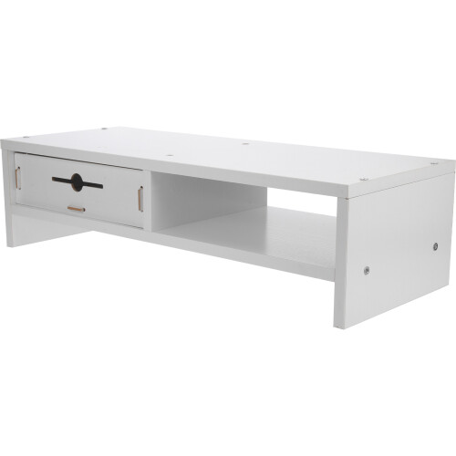 2Pz Desktop Bianca Con Cassetti in Legno Per Computer