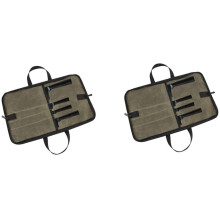 2X Knivpåse (4 Fack), Kockknivsfodral Vaxad Canvasrulle Förvaringspåse för Kniv för Män och Kvinnor Grön