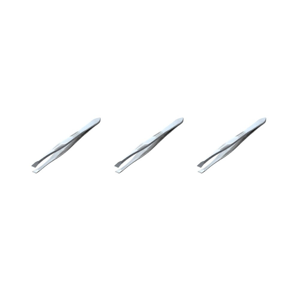 3X Silver Tone Stainless Steel 3.5 inch Length Tweezer for Eyebrow