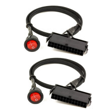 2X FêMea ATX PSU de 24 Pinos para PC Fonte de AlimentaçãO Testador InicializáVel Jumper Ridge Cabo com BotãO Liga / Desliga, 50 Cm