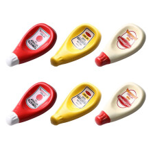 6 Pcs Ceramic Extruded Tomato Sauce Bottle Shape Dish Soy Sauce Plate Ketchup Mayonnaise Mustard Seasoning Dish - S