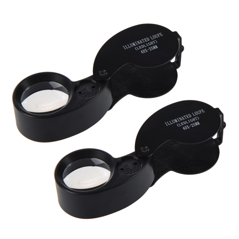 Typecat Light 2Pcs 40X 25Mm Eyes Optical Glass Loupe Magnifier Magnifying Led