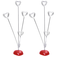 2X Heart-Based 4 Standing-Heart Wire Holders Photo Card Note Memo Clips Tree