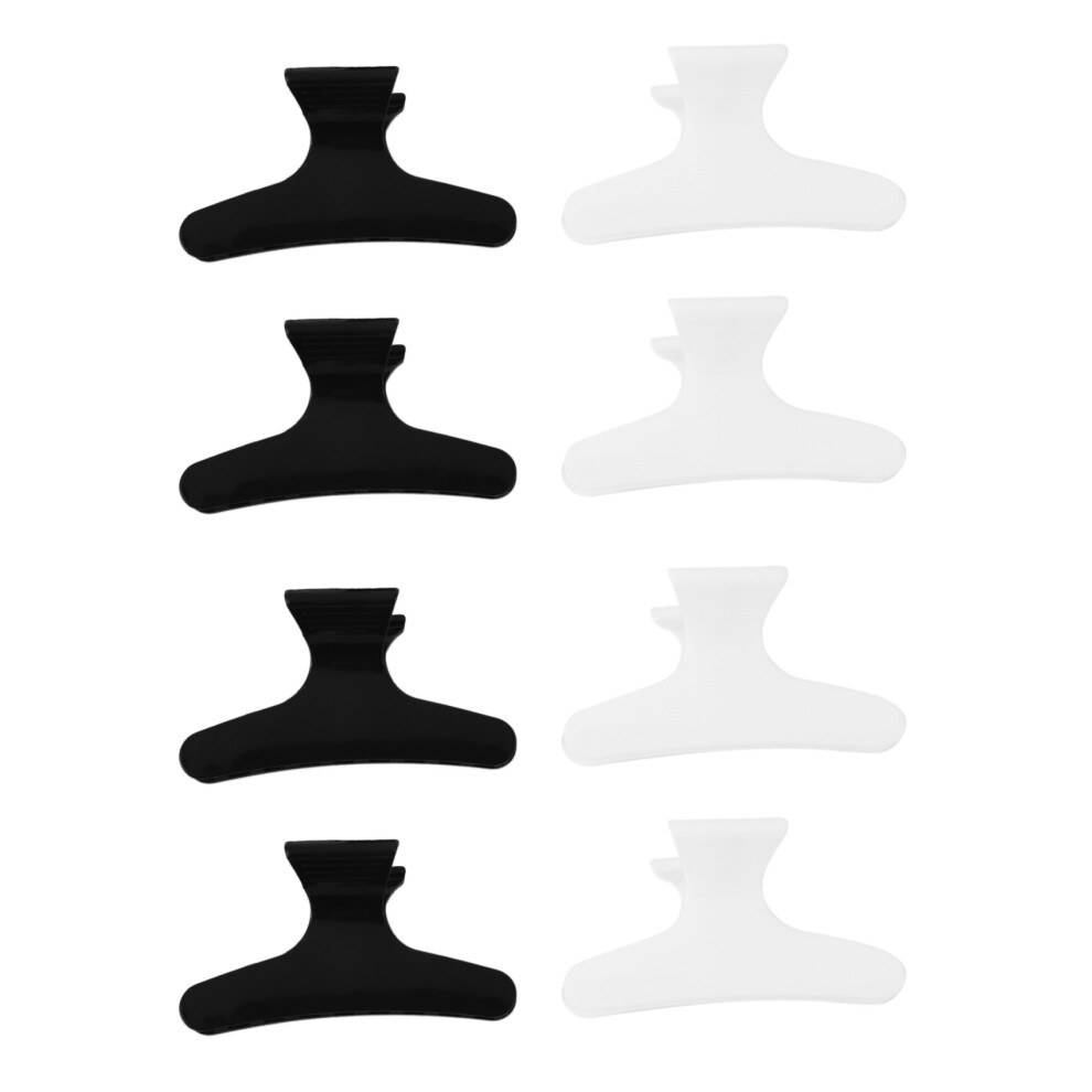 Typecat 8Pcs Black White Hairdressers Butterfly Style Styling Hair Clamps Clips Claw Clasps Hairdressing Salon Tool