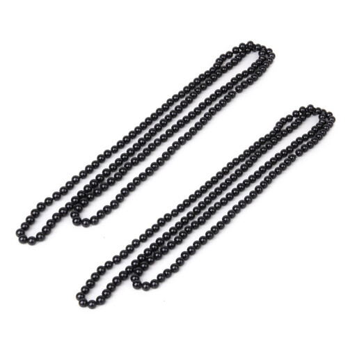 2X Collar Cadena del Sueter Larga de Perla Falsa de Moda - Negro