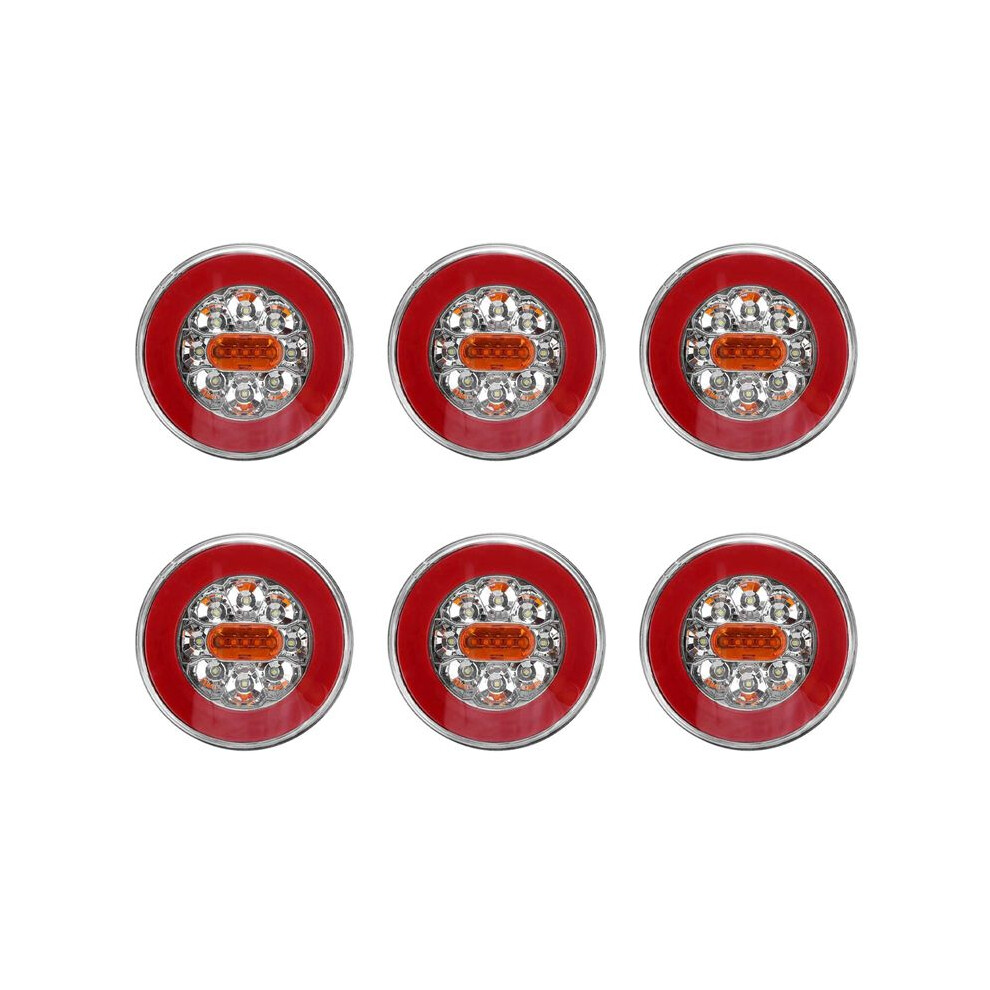 6X Round Led 4 In 1 Truck Tail 12-24V Dynamic Tail Turn Signal Reverse Rear Brake Stop For Trailer Lorry Rv Light 4713298649528