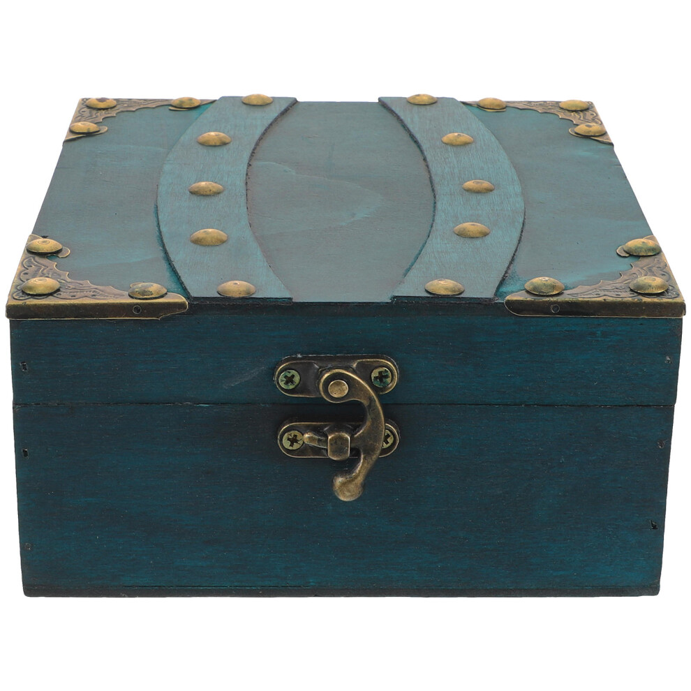 Zielona Dekoracyjna Drewniana SzkatułKa BiżUterię Vintage-image