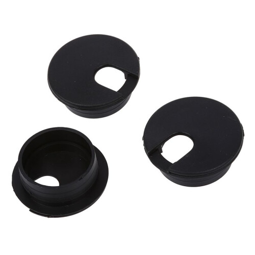30 Pcs 35mm Black Cable Grommet Cable Outlet Desk Table Wire 2