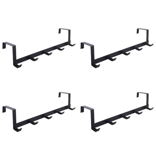 4X  Wide over the Door Rack Wrought Iron Hook Black