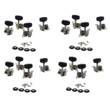 16Pcs Ukulele Guitarra y 16 Pequenas Guitarra de Cuerda de Cabezal de la Maquina de Afinacion 8R y 8L, Tornillos de Montaje Incluidos - Plata y Negro