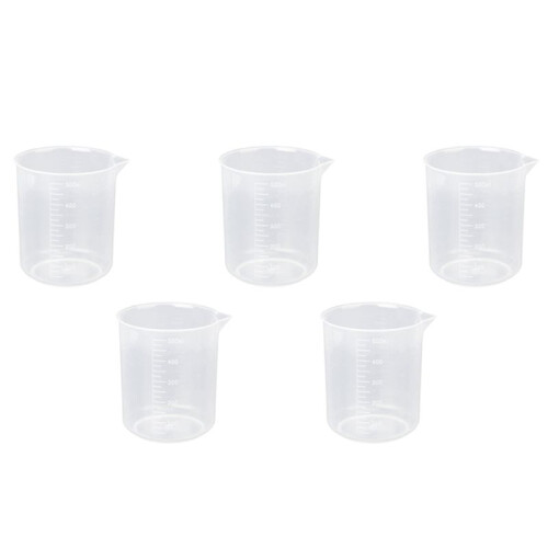 5X 500Ml Becher Gradue en Plastique Transparent
