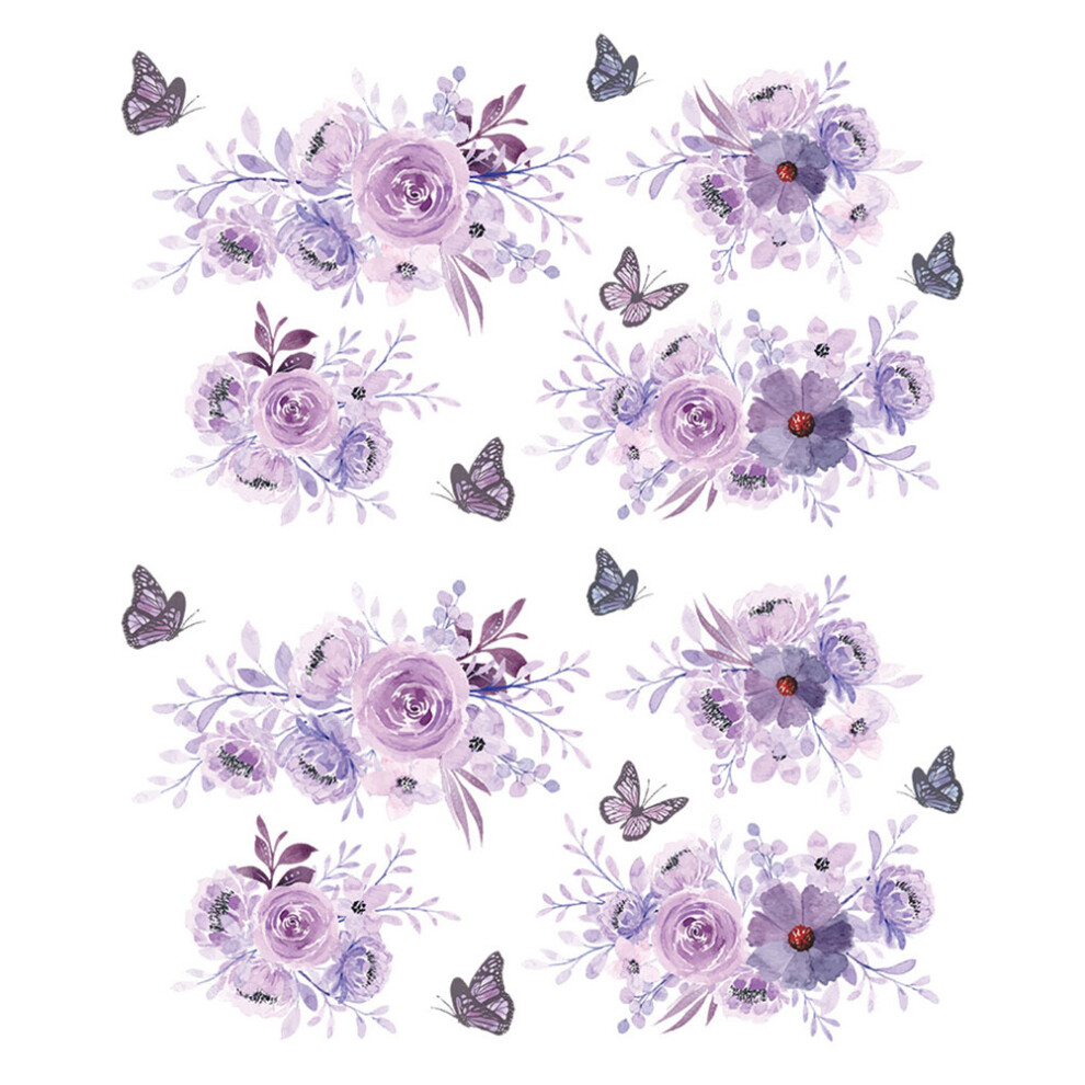 6Szt Naklejki Dekoracyjne Fioletowe Kwiaty Motyle Do Domowych ŚCian-image
