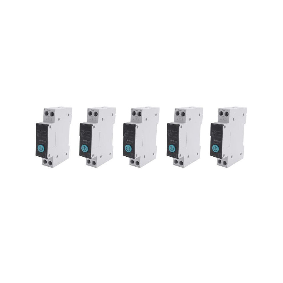 5X 40A Tuya Single Phase Din Rail Wifi Meter Timer Power Consumption Monitor Kwh Wattmeter,Black 4713298632698